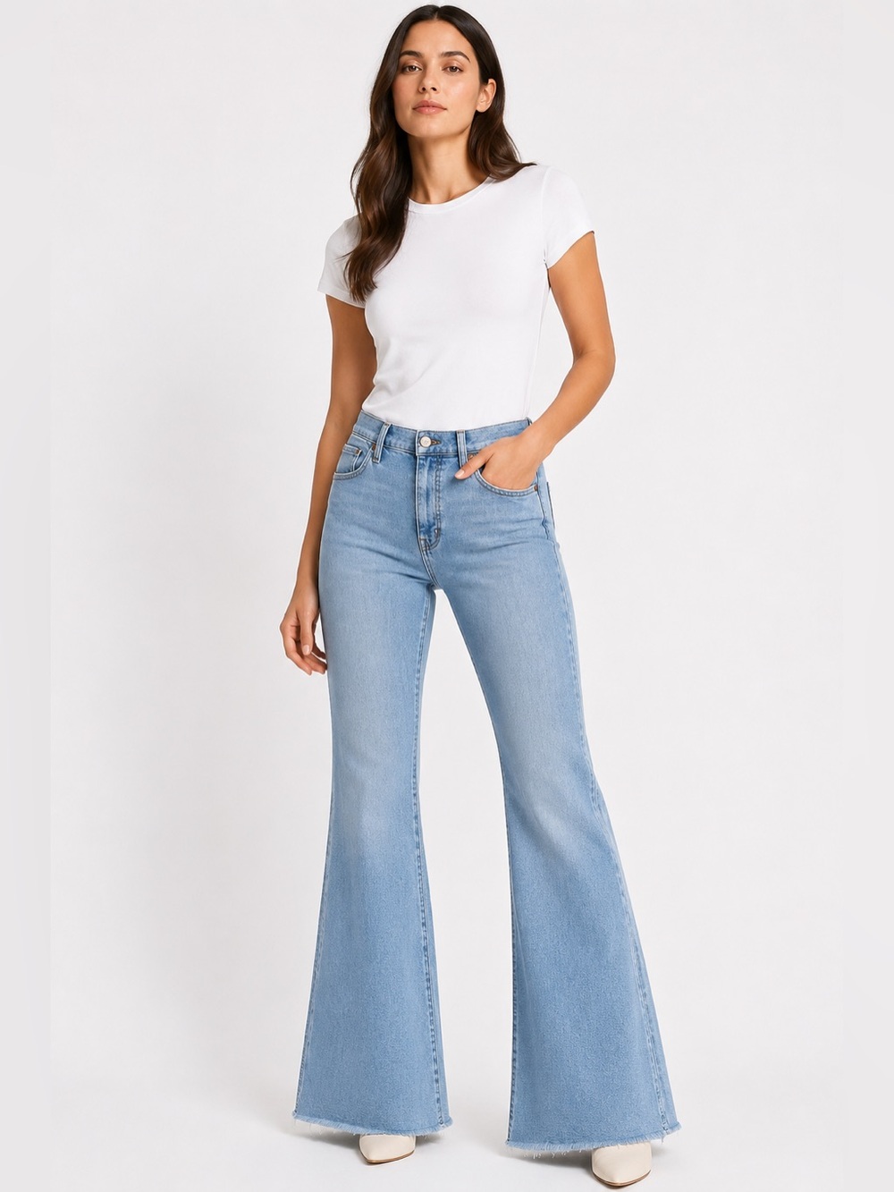 Madewell 11" High Rise Flare Jeans Size 29 Light Wash Distressed Denim Y2K Boho